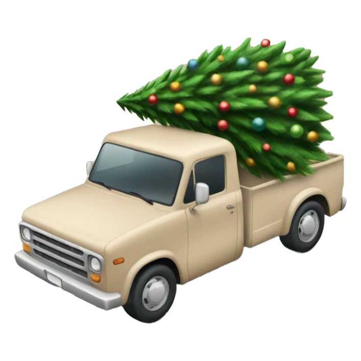 Beige truck with Christmas tree  sticker