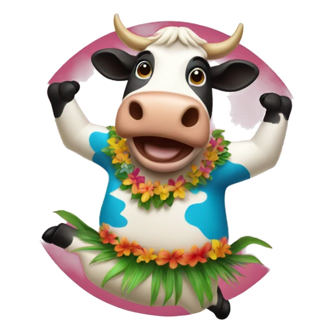 hawaiian cow dancing sticker