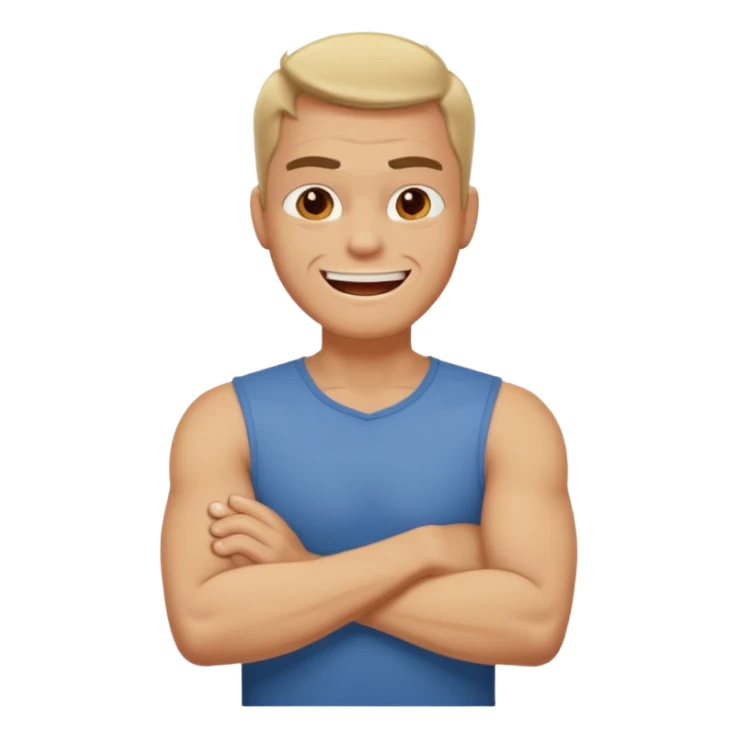 Arms crossed around neck angry laughing guy  sticker