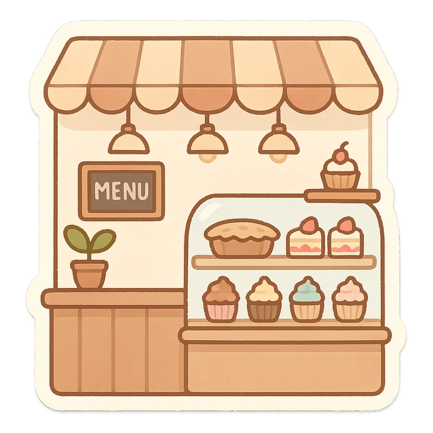 一个可爱的甜品店室内场景 sticker