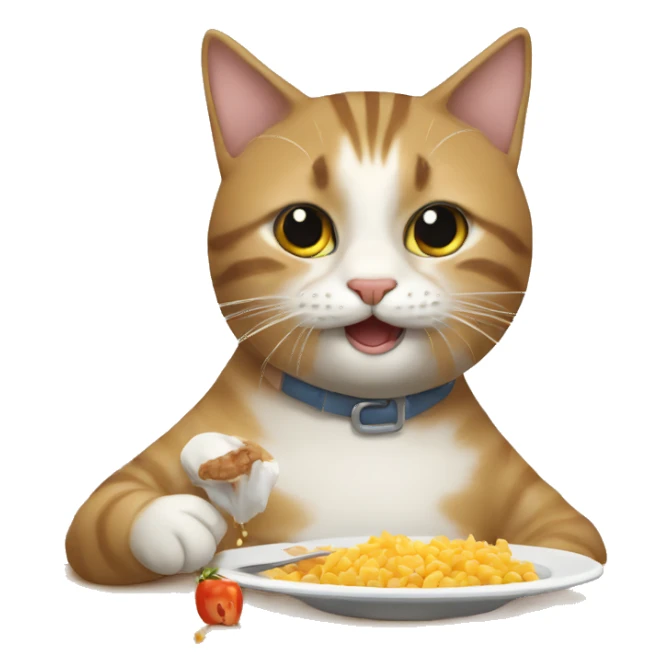 un gato comiendo un pez sticker