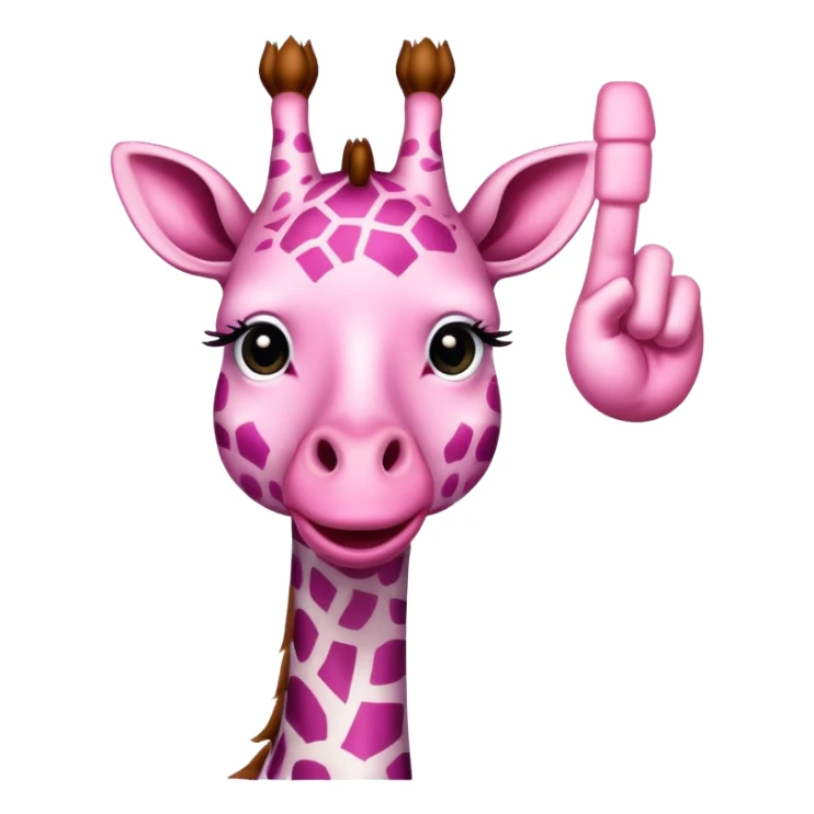 pink giraffe with middle finger up  sticker