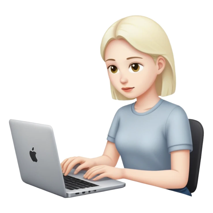 person working on laptop sticker