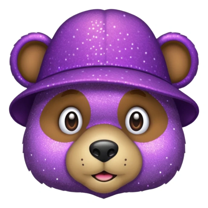 Urso adulto com boné roxo com glitter sticker