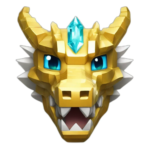 Minecraft Glitter Gold Dragon Head With Diamond Horn sticker