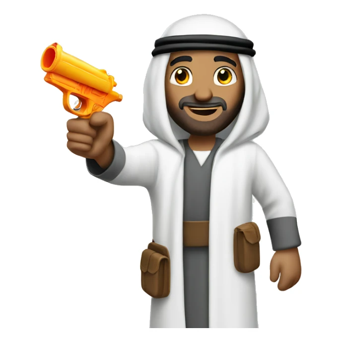 Arab man emoji pointing water gun sticker
