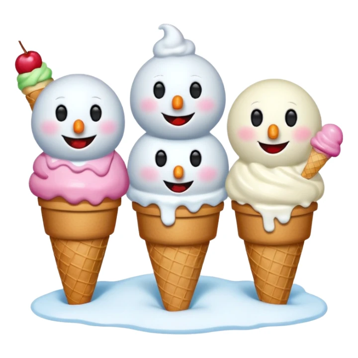 snowmen with ice cream sticker