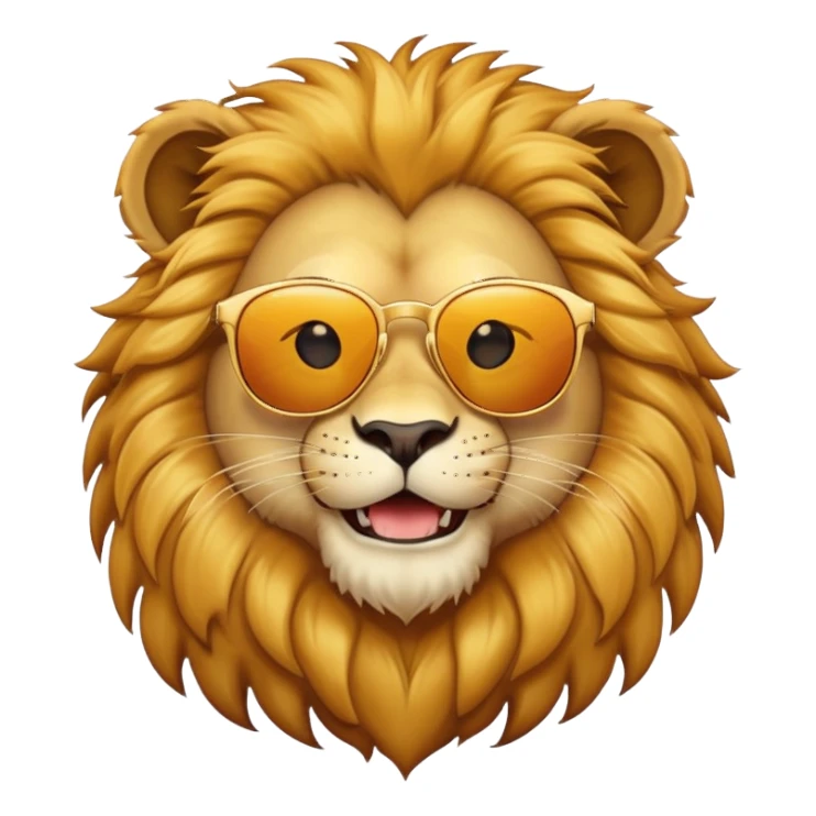 lion with sunglasses, smiling sticker