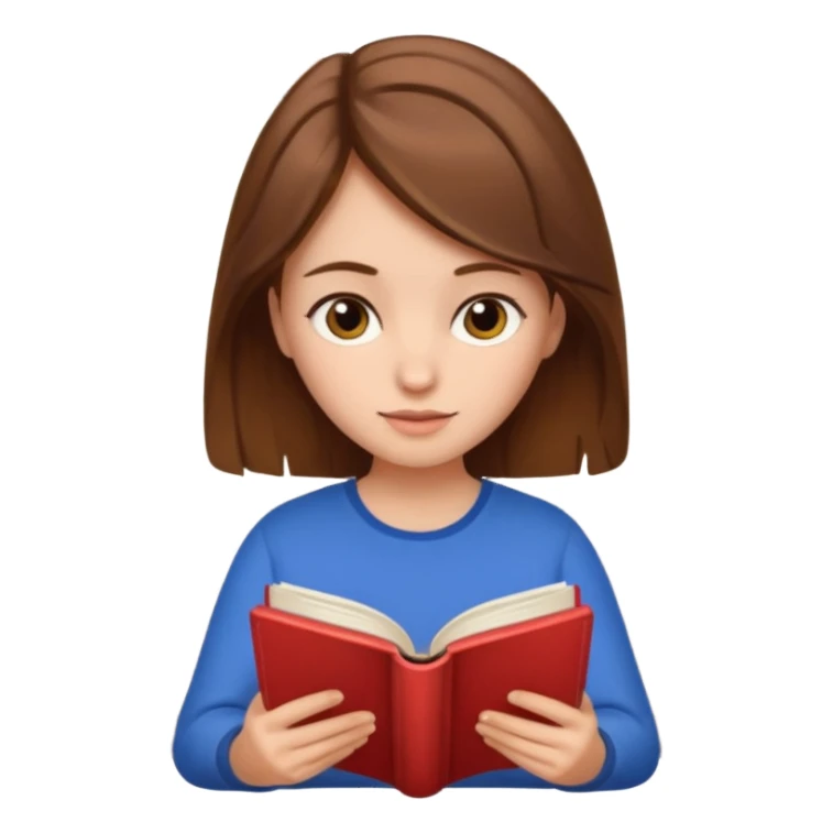 Brown haired girl reading a book sticker