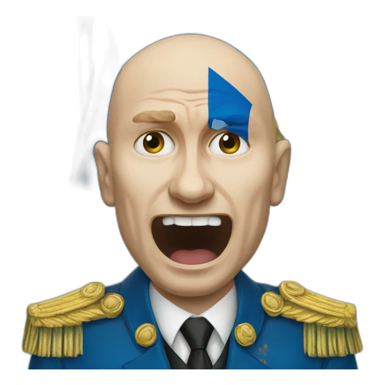 Vladimir Poutine holding Ukrainian flag crying sticker