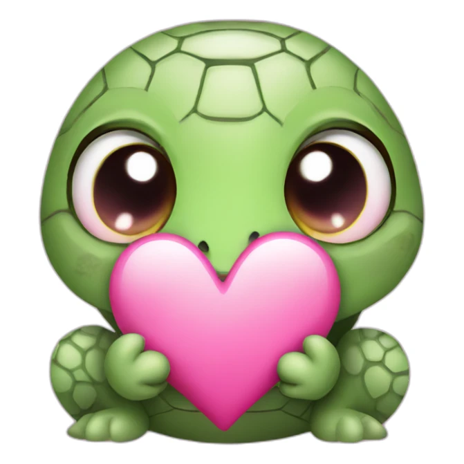 Cute turtle with pink heart in eyes sticker