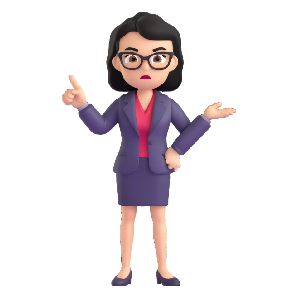 full body angry profesora pointing finger sticker