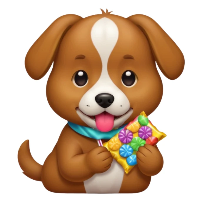 Dog with candy sticker