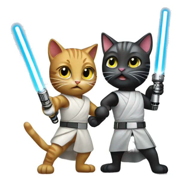 2 cats fighting with lightsaber sticker