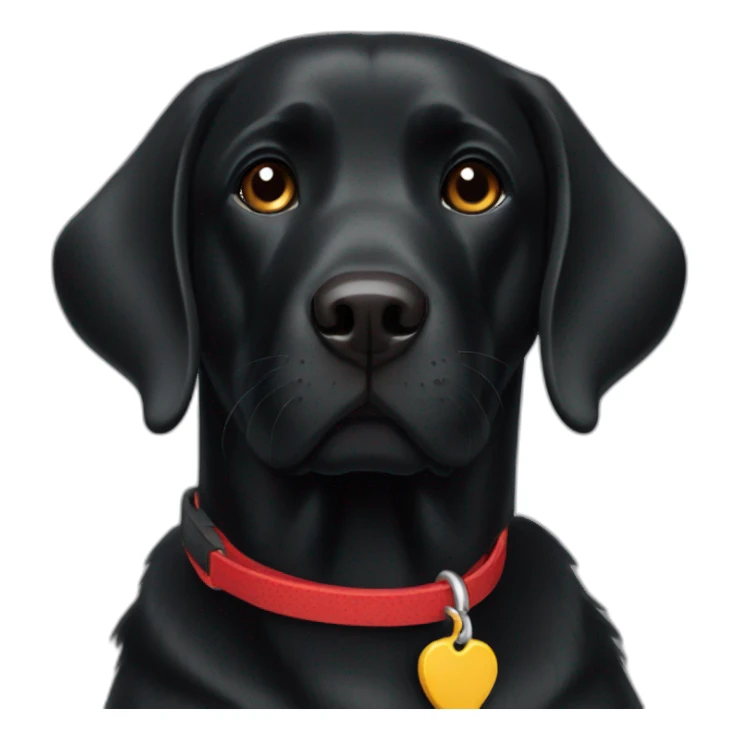 black labrador with red leash sticker