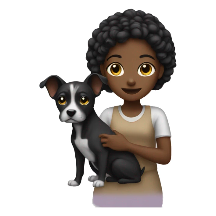 black gir holding dog sticker