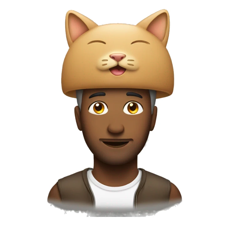 man with cat on his head sticker