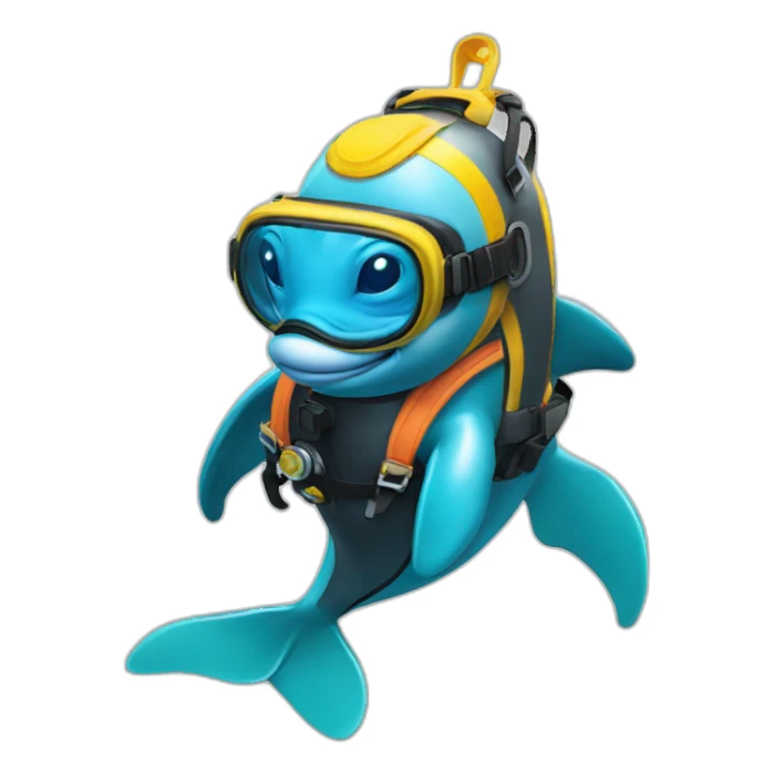 dolphin wearing scuba diving equipment sticker