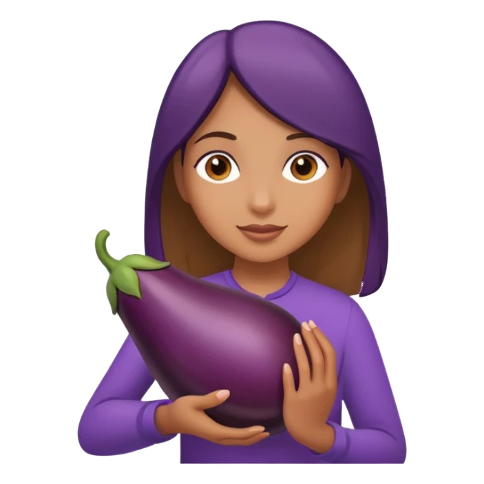 girl holding eggplant sticker