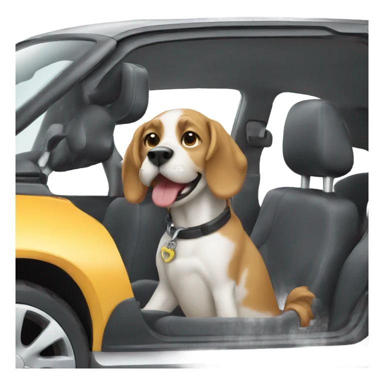 Dog with car sticker