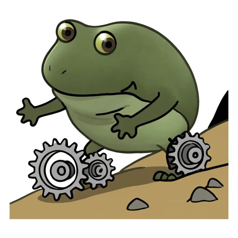 bufo hiking uphill with gears sticker