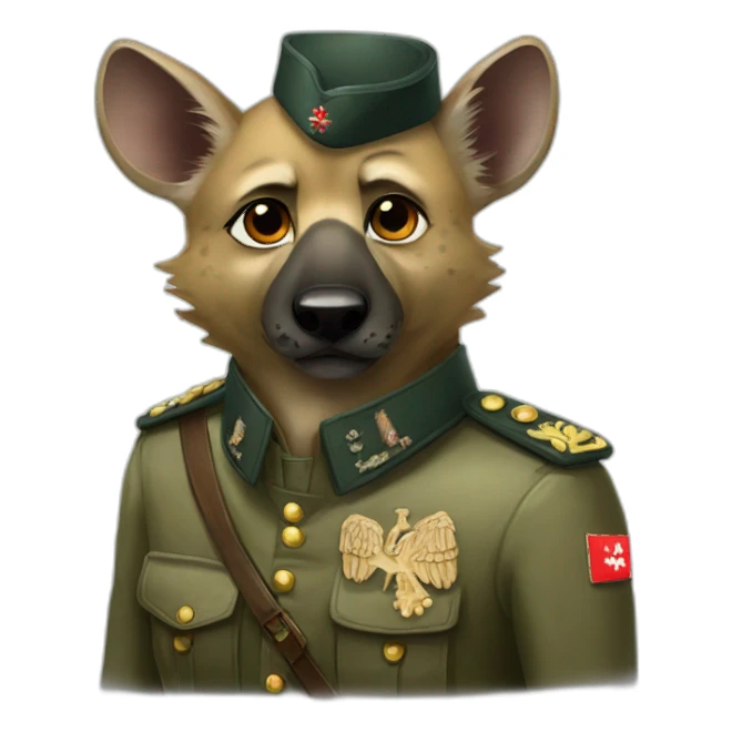 polish nationalist hyena wearing military uniform sticker