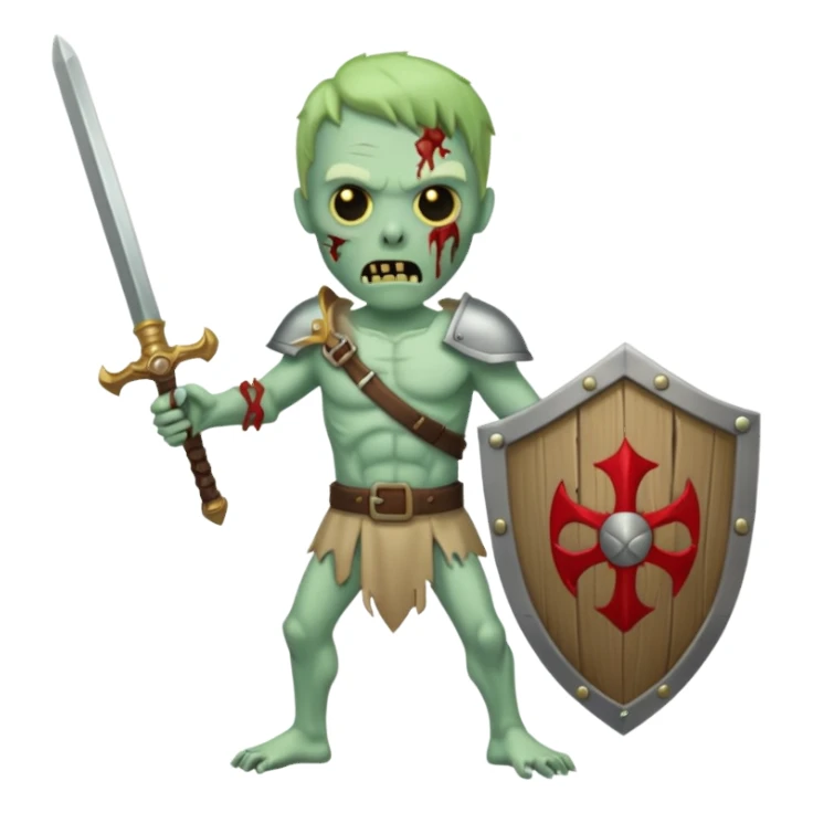 zombie holding sword and shield sticker