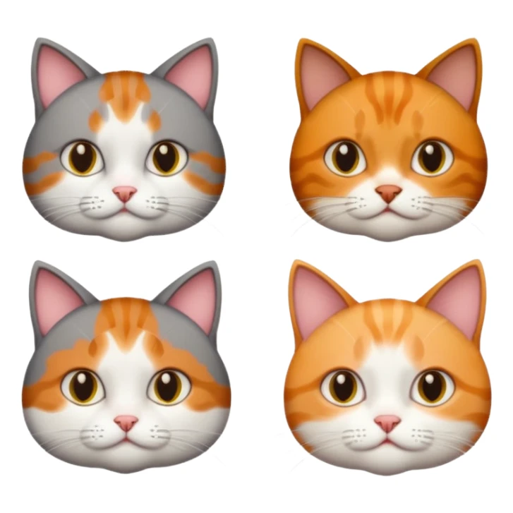 3 different coloured tiny short haired cats, including a dark grey and white cat, and a dark brown tabby and white and a ginger and white sticker