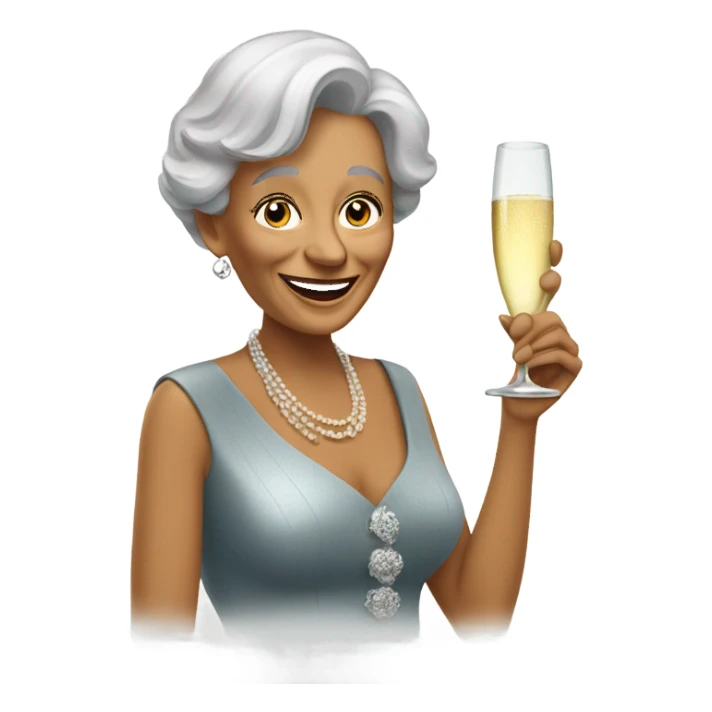 Older lady drinking champagne  sticker
