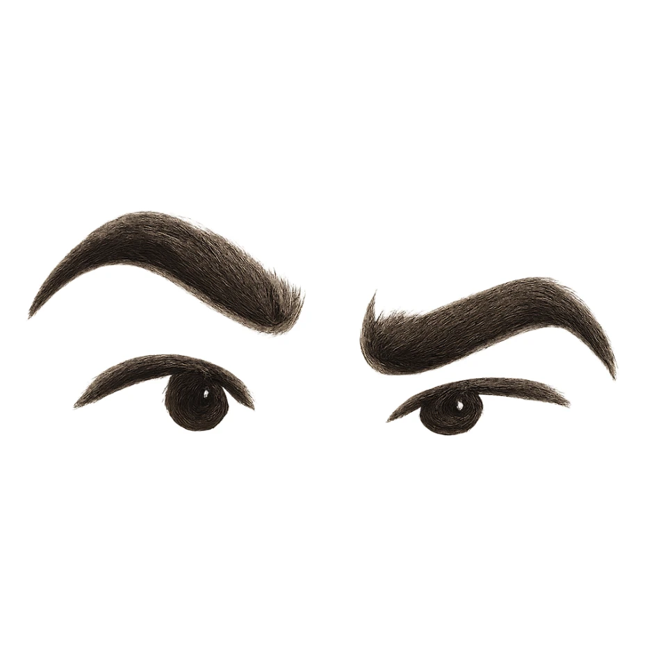 realistic cartoon eyebrows, expressive, no face, on white background sticker