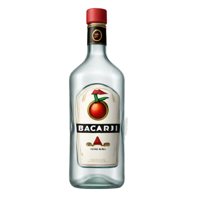 A clear Bacardi bottle sticker