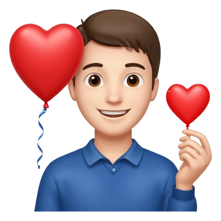 Guy with heart balloon sticker