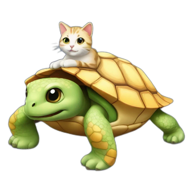 Un chat sur une tortue sticker