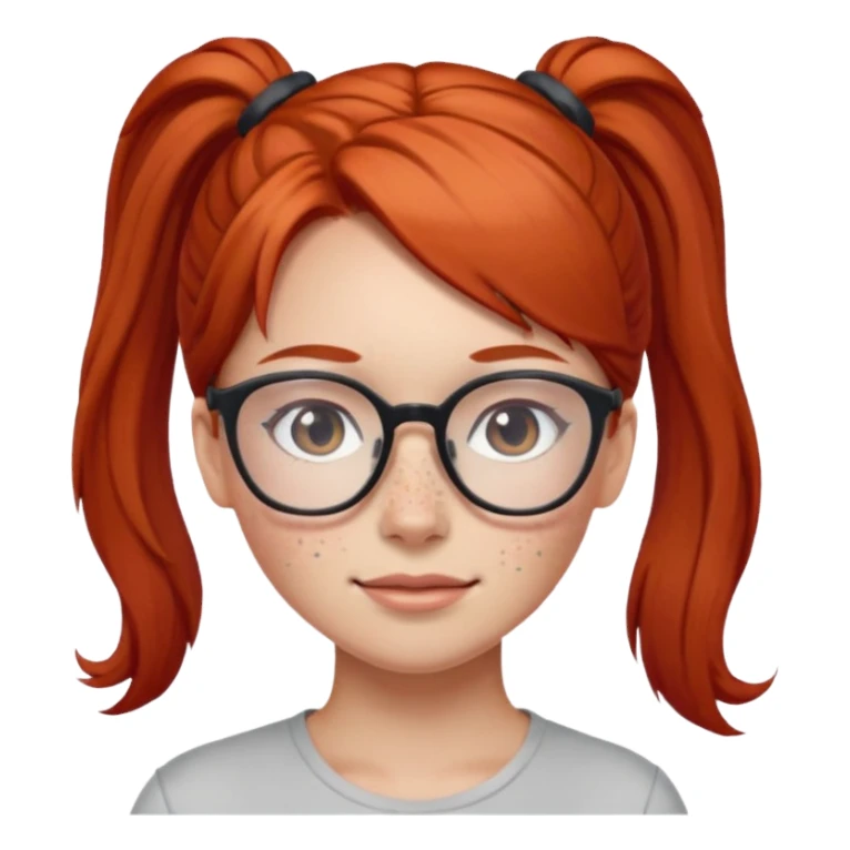 red haired Ponytail Girl with Glasses sticker