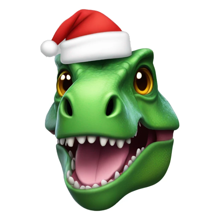 A dinosaur with a Santa hat sticker