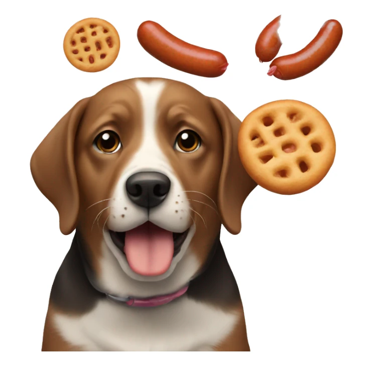 dog eating sausage  sticker
