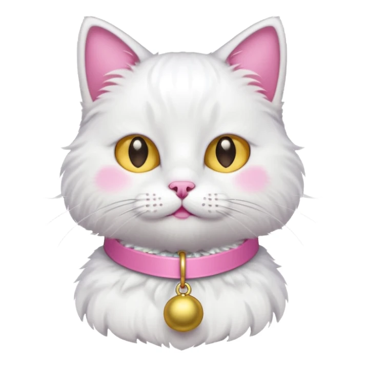 neko with bell pink coller white cat sticker