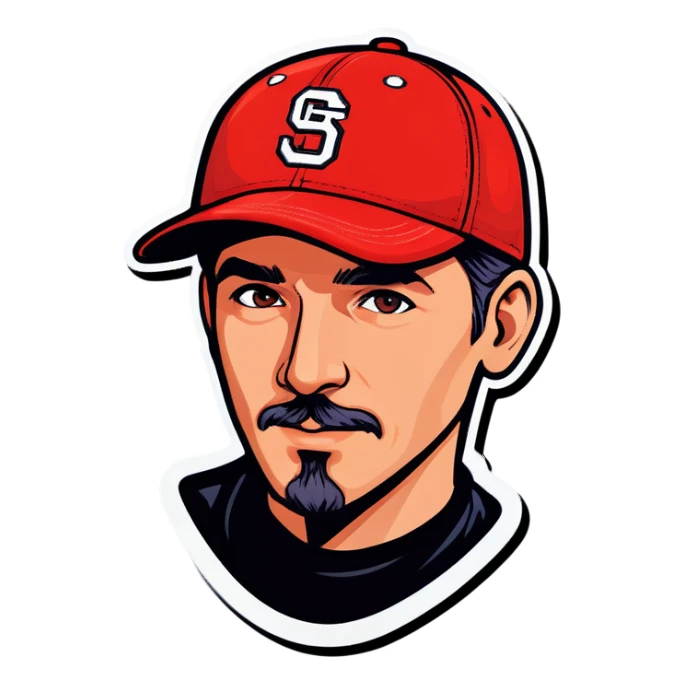 Man wearing ball cap sticker