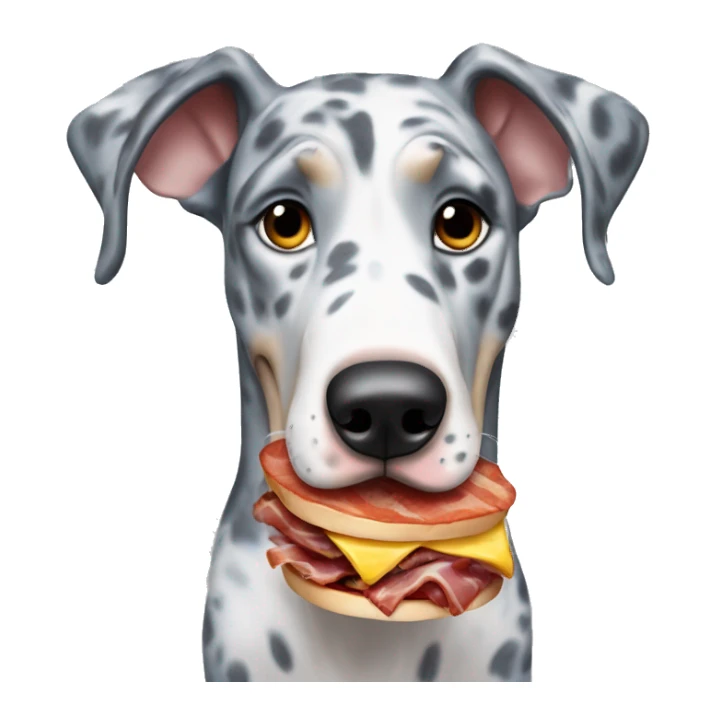 Blue Merle Great Dane eating bacon sticker