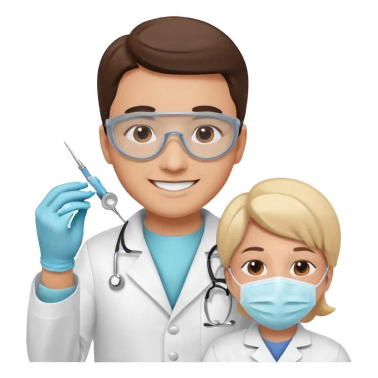 Dentist with patient sticker