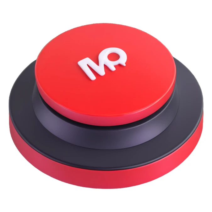 record button icon, 3D effect, shiny red, realistic button appearance sticker