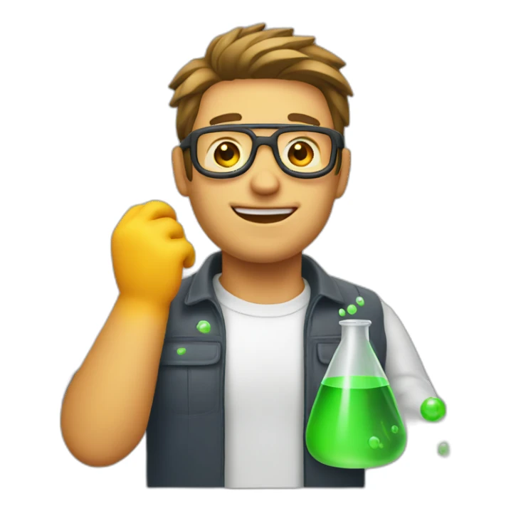 Guy making boom with chemicals sticker