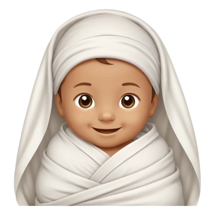 full newborn baby smiling in white sheet sticker