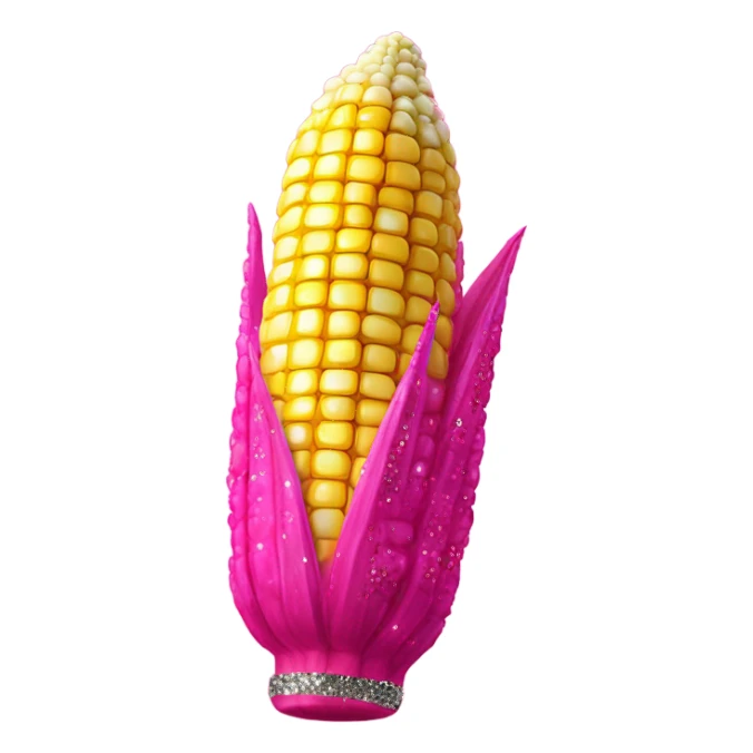 HOT PINK CORN on the cobb with GLITTER sticker