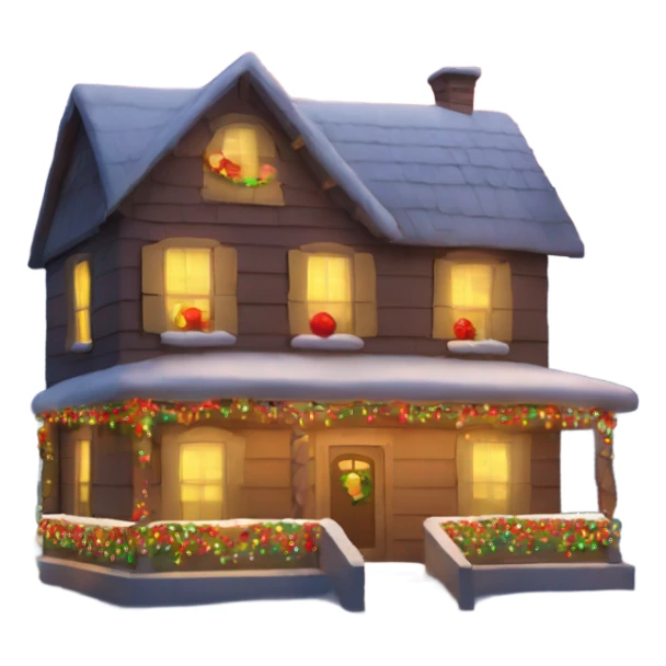 Casa adornada con luces de navidad sticker