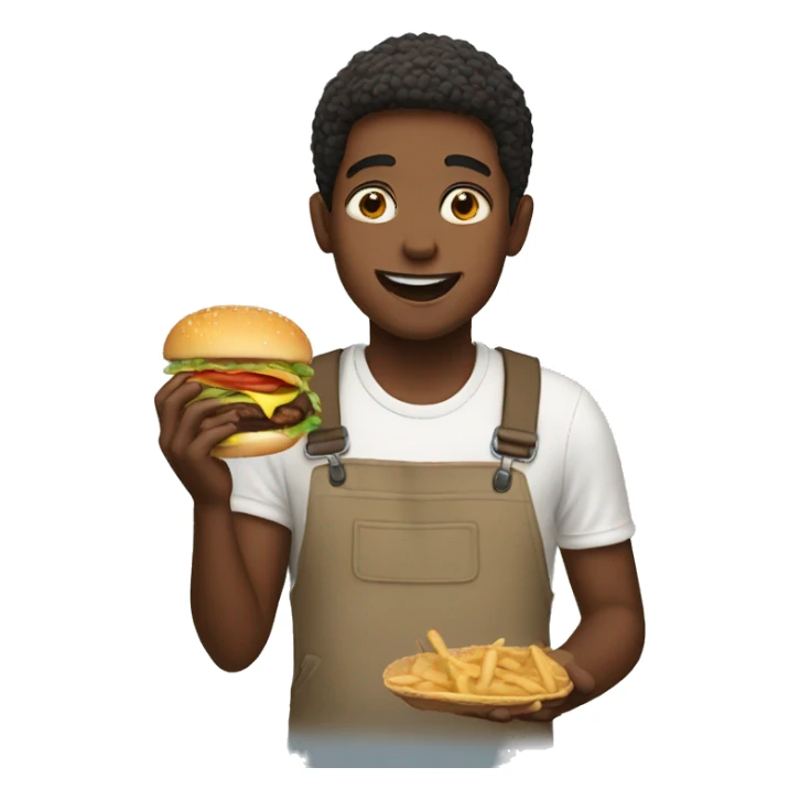 boy eating a burger sticker
