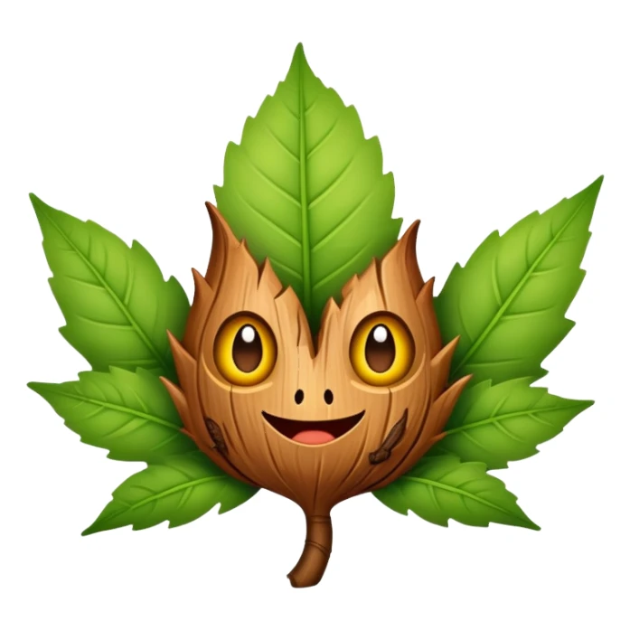 a cool leaf and bark creature looking smug sticker