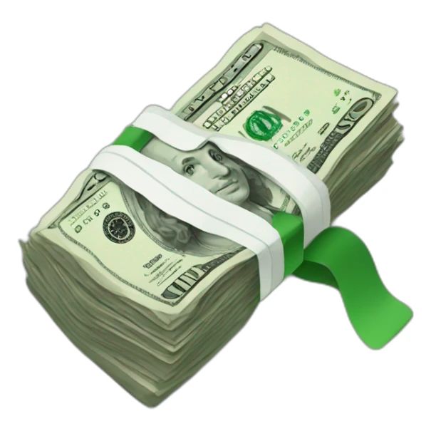 a wad of dollars sticker