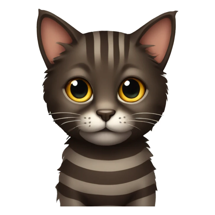 Dark brown fluffy cat with stripes sticker