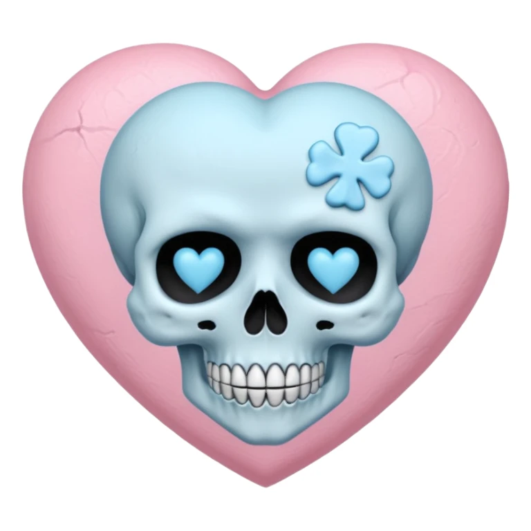 pastel goth heart with baby blue skull sticker